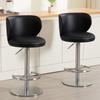 Black Titanium Stainless Steel Bar Stools,Grade Modern Leather Bar Chair with Backrest,Swivel Adjustable Height for Kitchen Counter and Dining Room