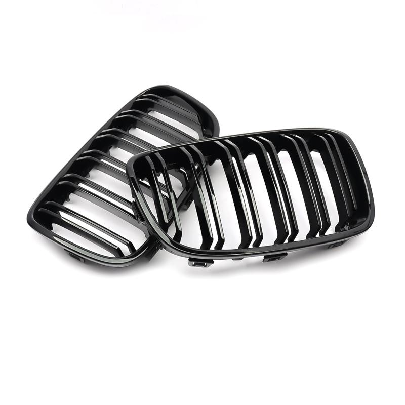 For 2011-2014 BMW F20 F21 1-Series M Look Kidney Grille Grill Gloss Black Twin Bar CAR Accessories QCYZR1