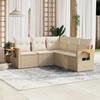 Vidaxl 5-Cz. Garden Furniture Set With Cushions, Beige, Poly Rattan