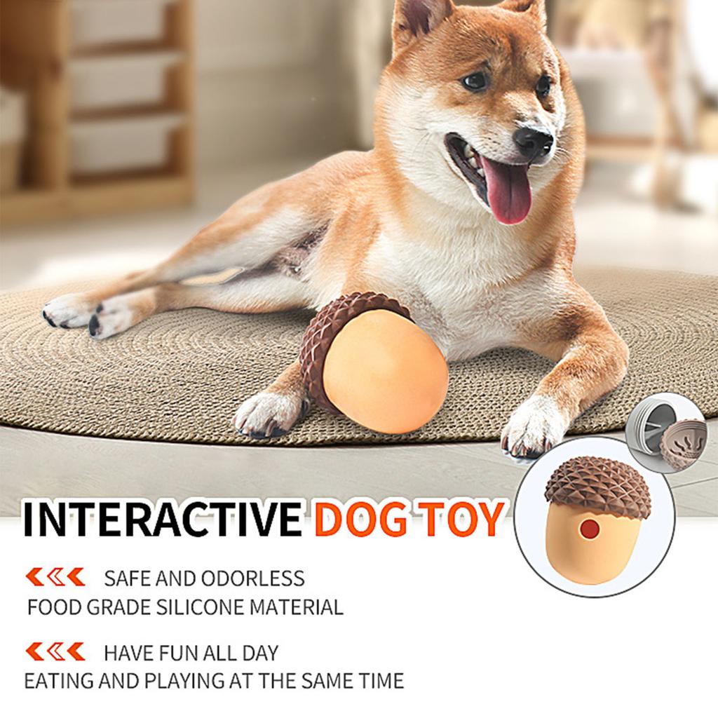 Pet Food Dispensing Toy Bite Resistant Interactive Slow Feeding Silicone Pet Treat Puzzle Ball for