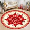 Weihnachts-Poinsettia Blumenmuster Runder Teppich Rutschfeste Stuhlunterlage für Wohnzimmer, Schlafzimmer Dekor Weicher Teppich