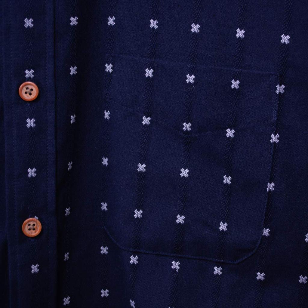 Watanosato Long Sleeve Dobby Made in Kurume White Button-Down Shirt, Weave, Japan, (Size L/Color Batten)