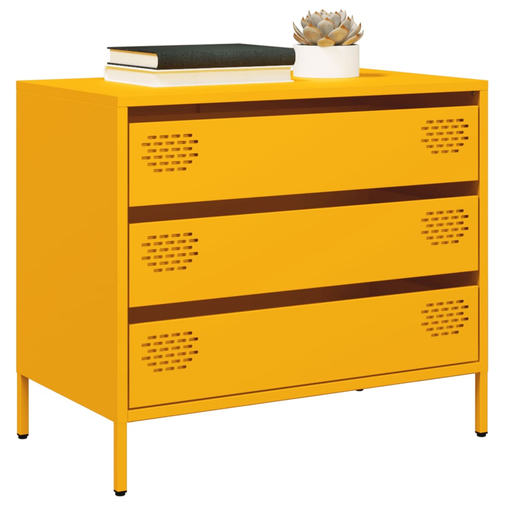 Sideboard Mustard Yellow 68 X 39 X 58.5 Cm Cold Rolled Steel