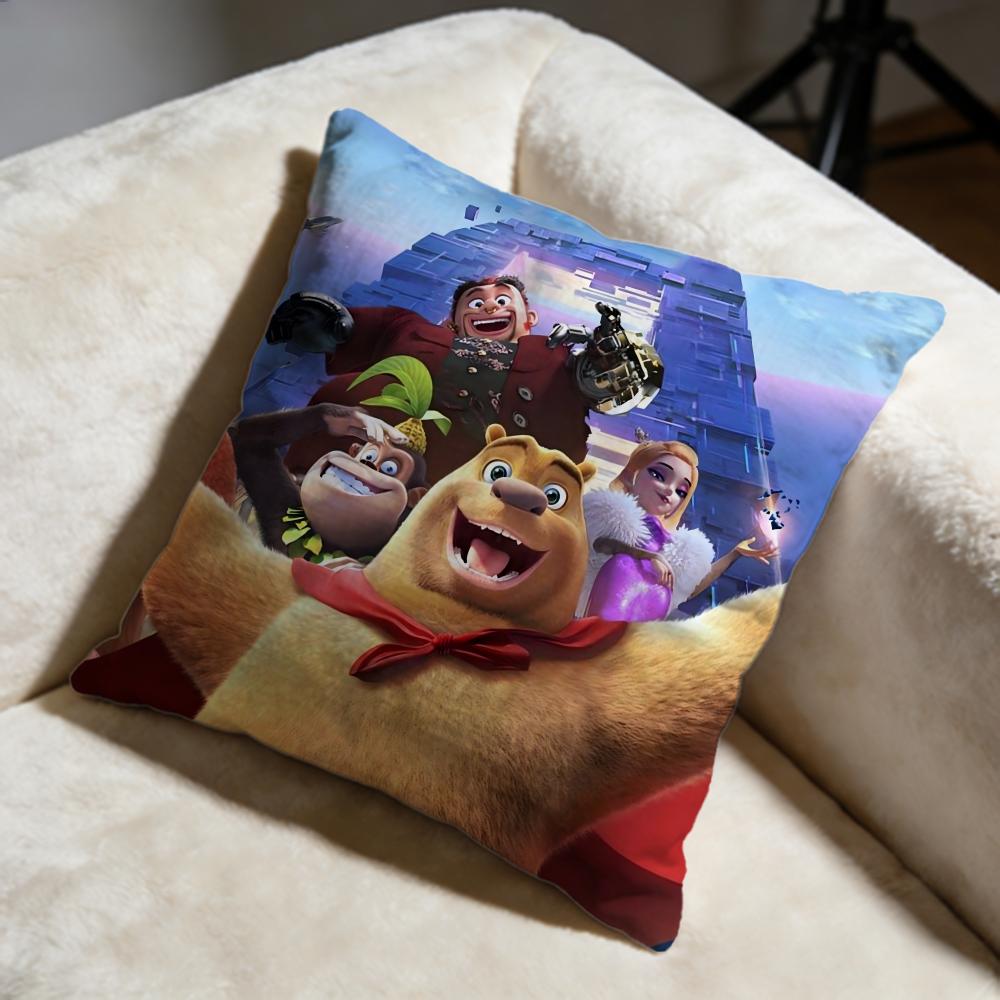 Boonie Bears Cushion Cover Soft Decorative Pillow Case Suitable for Bedroom Sofa Car Travel Use