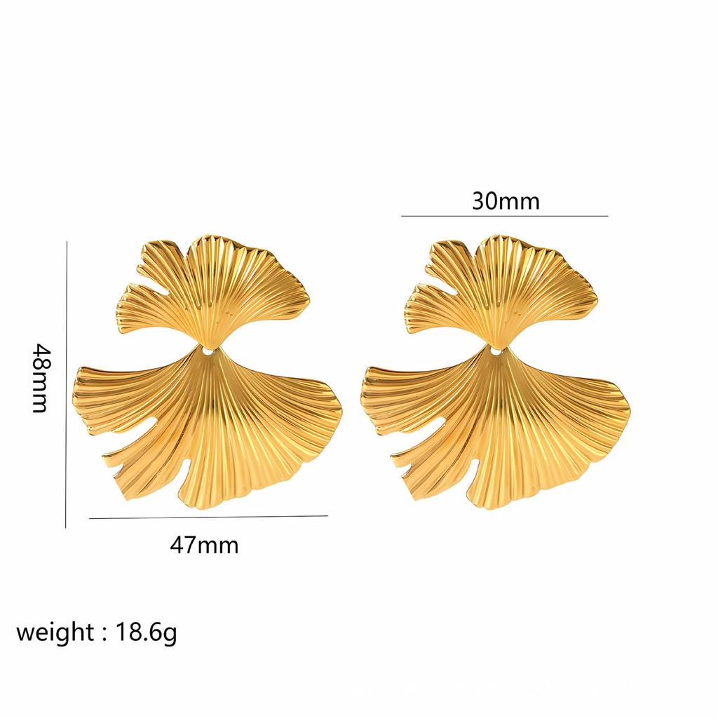 Retro Gold Stainless Steel Butterfly Flower Earrings