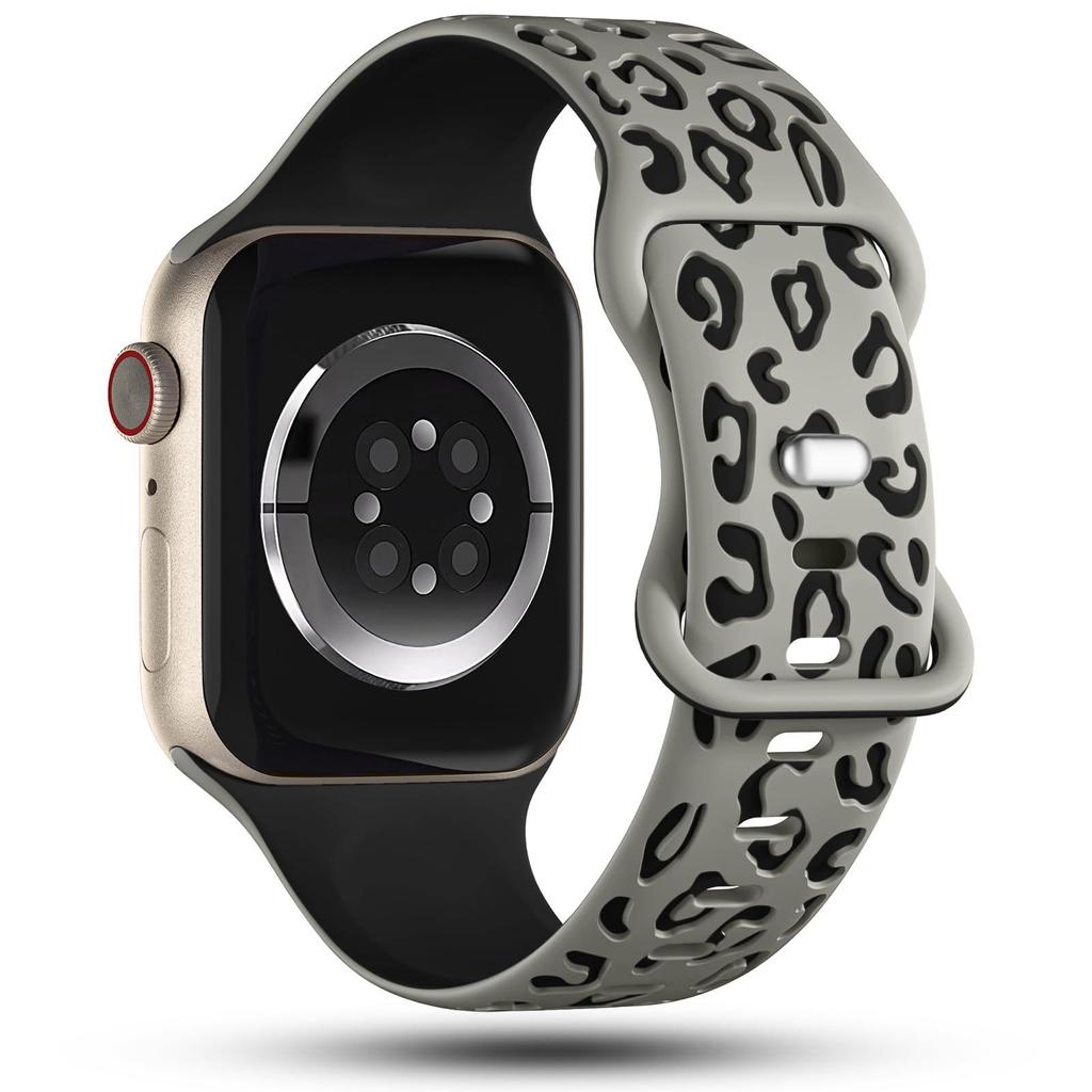 Apple Watch 10 S9 Ultra Sports Leopard Print Laser-Engraved Two-Color Silicone Wristband