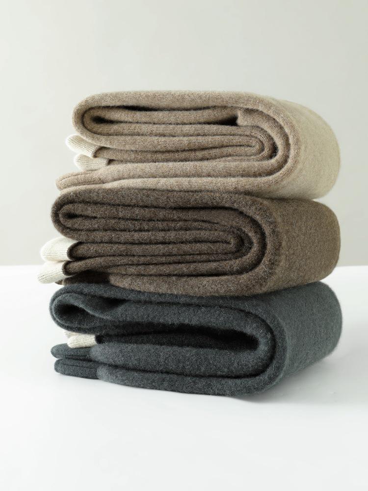 100% Wool High Waist Slimming Knit Pants: Fashionable Solid Color Elastic Skinny Pants for Women, Autumn Winter Collection