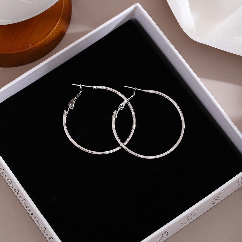 Minimalist Style Plain Ring Large Earrings, High-End Women'S Classic Versatile Simple Style Earrings, Unique Cold Feeling Earrings