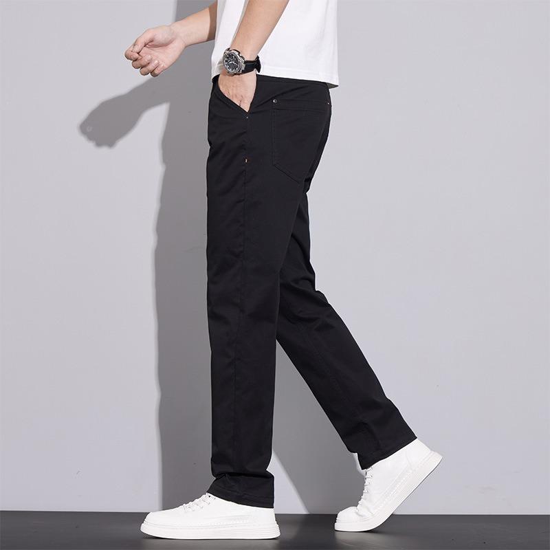 % Cotton men's business casual pants, anti-wrinkle and easy to take care of, fashionable and versatile when commuting, solid color men's pants