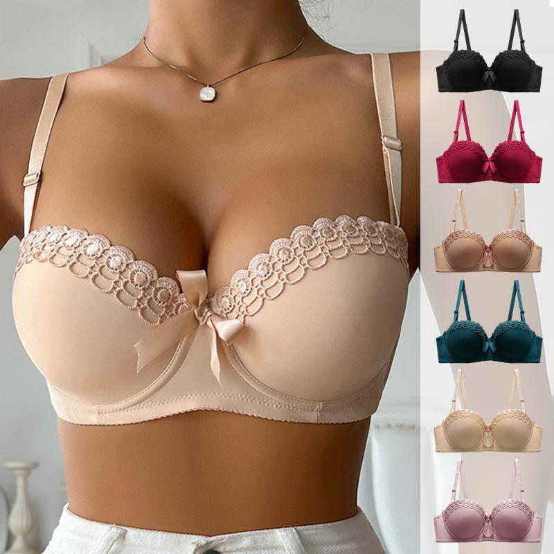 Sutien push-up pentru piept mic pentru femei, lenjerie de corp cu sârmă cu fluture brodat, anti-alunecare, sutien sexy pentru femei la modă
