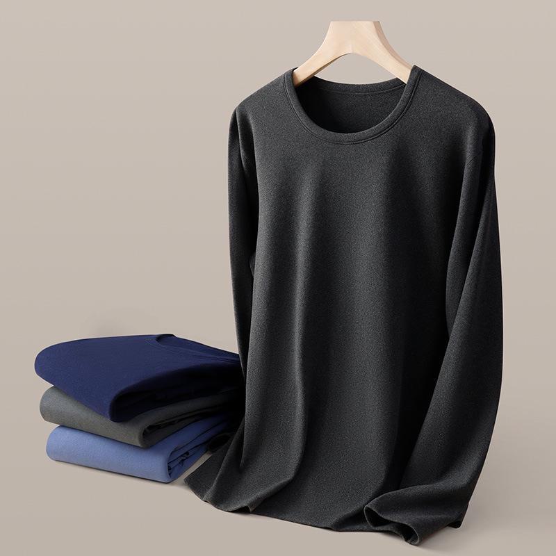 Men's 7A Antibacterial Autumn/Winter Thermal Underwear Set - Round Neck, Slim Fit