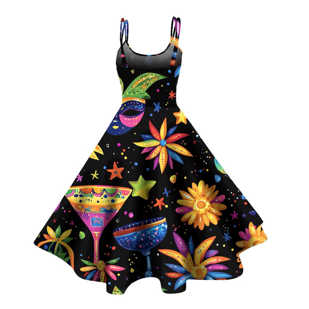 Women's Halloween Print Sexy Off-The-Shoulder Punk Vintage Dress