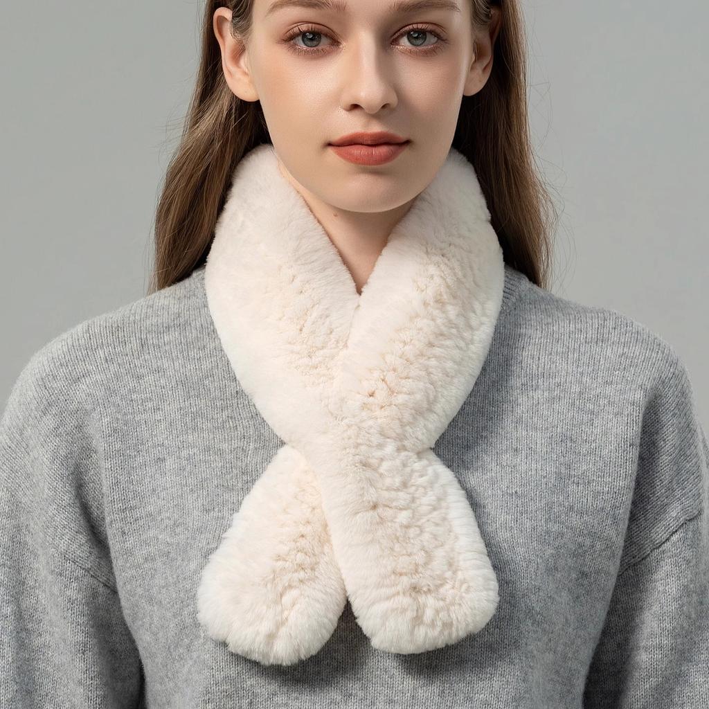 Otter Rabbit Fur Woven Small Scarf Practical and Versatile Autumn and Winter Korean Version Cute Warm Neck Scarf Real Fur Fur Scarf for Women
