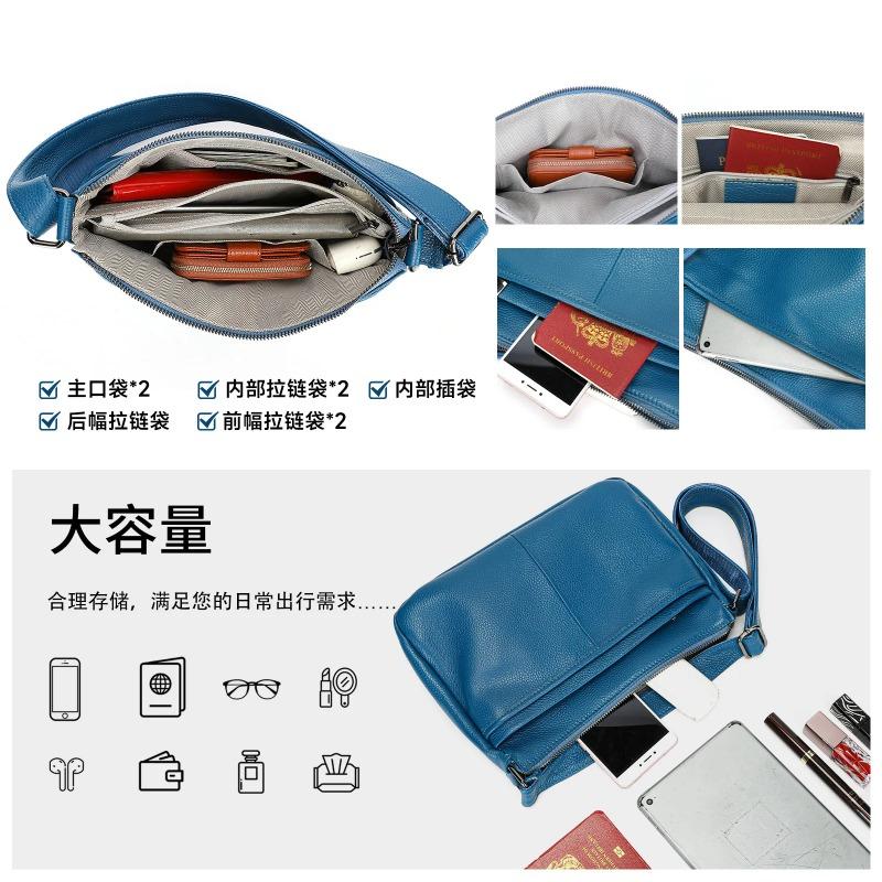 Women's Top-Grain Cowhide Crossbody Bag - Spacious Multi-Compartment Organizer for Commute & Everyday