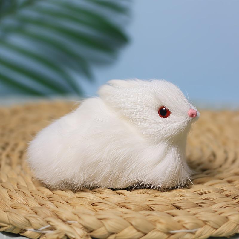 Plush Easter Bunny Figurine: Realistic Rabbit Toy & Home Decoration