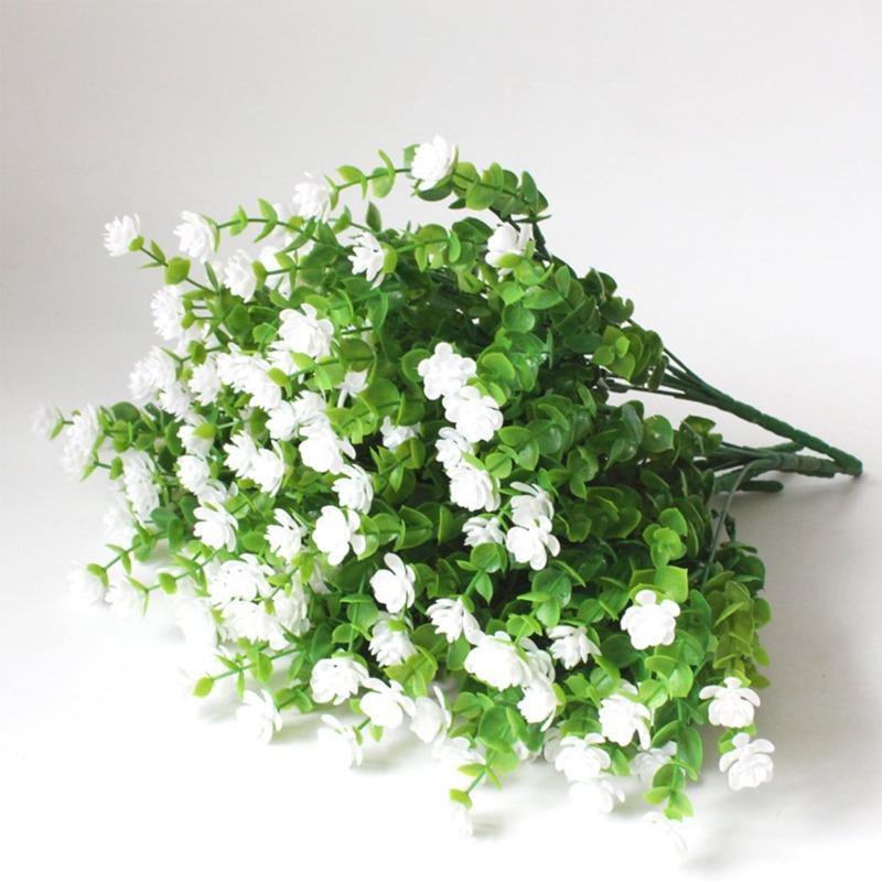 4Pcs Artificial Milan Grass Plastic Long Branch Bouquet for DIY Bridal Flower Home Wedding Garden Party Decoration