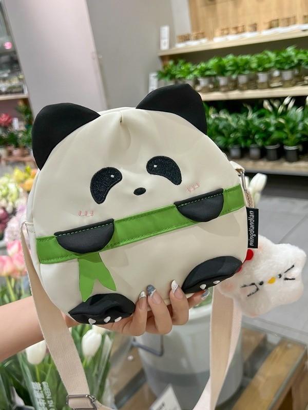 Panda Cartoon Small Shoulder Bag With Nylon Material For Daily Casual Use