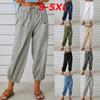 Summer Womens Cotton Linen Baggy Casual Harem Pants Ladies Trousers Solid