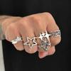 Exaggerated Personality Five-Pointed Star Ring Set for Men, Trendy High-End Hip-Hop Niche Rings for Men