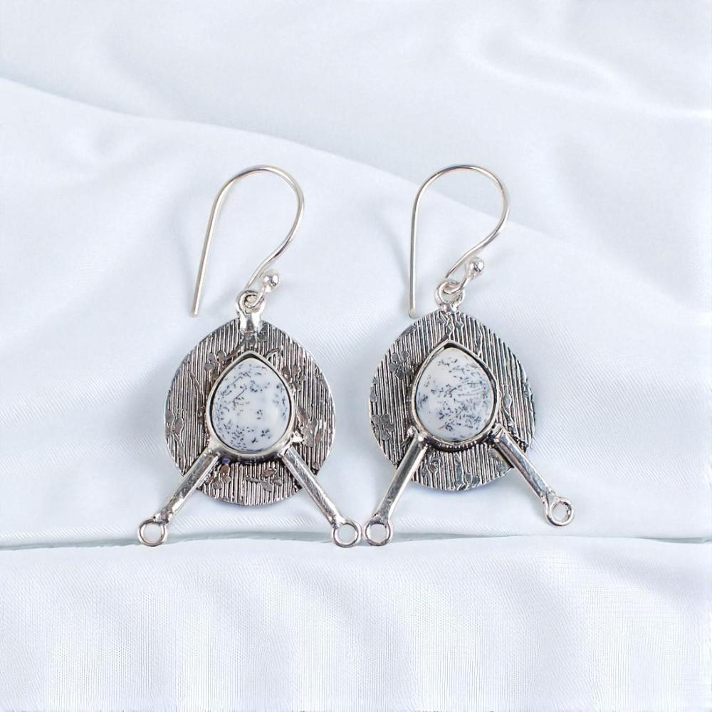 

Rare Dendrite Opal Gemstone 925 Sterling Silver Jewelry Handmade Earrings 1.86 EE-78-27