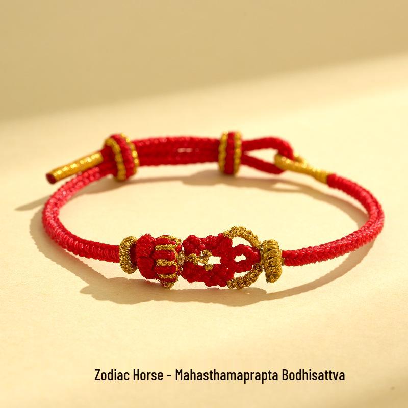 2026 Year of the Horse: Eight Guardian Deities Zodiac Bracelet - Woven Red Rope Hand Ornament