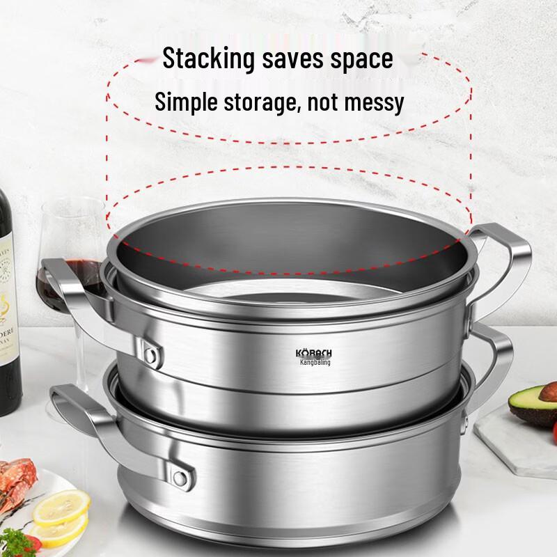 28cm 3-Layer 304 Stainless Steel Multi-Purpose Steamer Pot