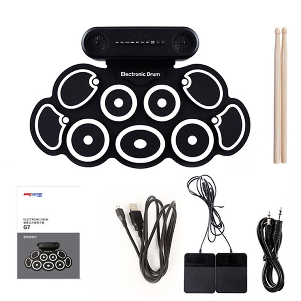 IRIN Electronic Drum Set Hand-rolled Drum 9-pad Electronic Drum Built-in Speaker with Drum Pedals Drumsticks 10 Hours Playtime чёрный