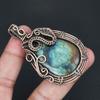 Handmade Antique Copper Wire Wrapped Labradorite Pendant Necklace Natural Blue Fire Gemstone Jewelry for Women & Men