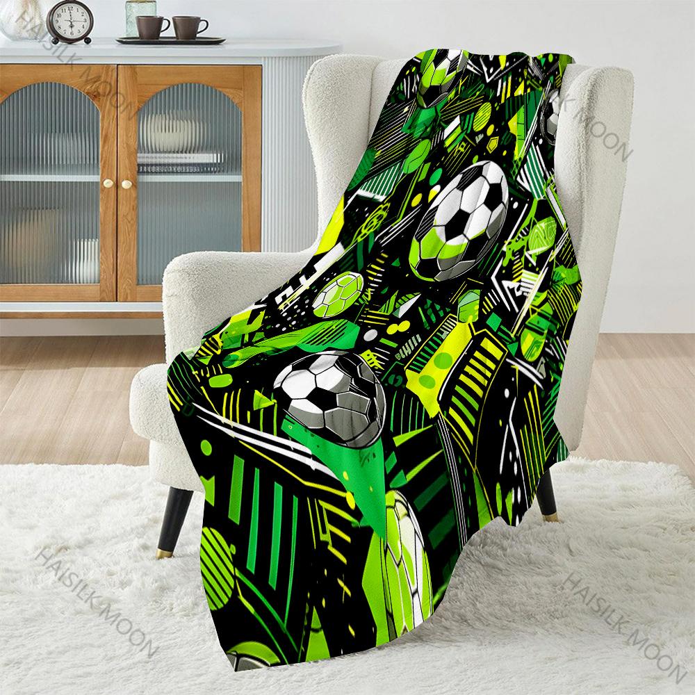 1PC Football Sports Art Blanket Warm Soft Luxury Gifts for Children Adults Suitable for Home Bed Sofa Travel Camping RV