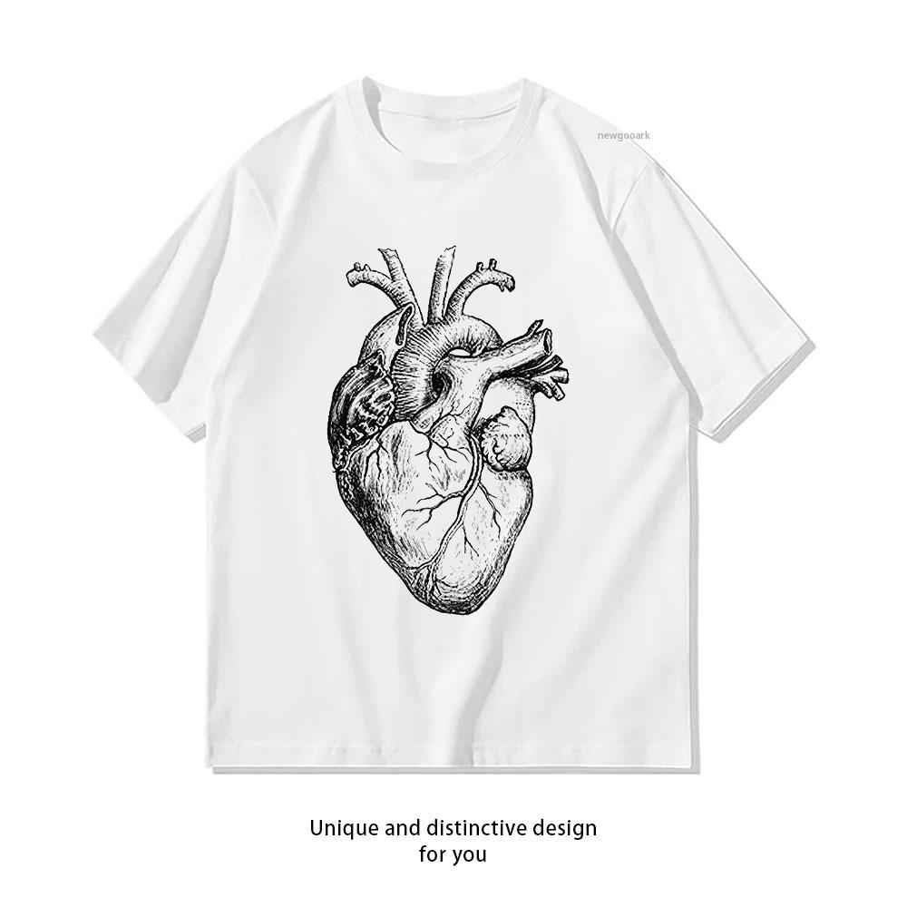 Heart Vintage Anatomical Heart Biology Anatomy Tshirt Summer Cotton Woman Man Graphic T Shirts Adult Oneck Breathable Tops S