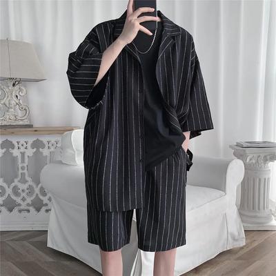 Summer Casual Short-sleeved Suit Men's Shirt Loose Shorts Men's Plus Size Two-piece Suit
