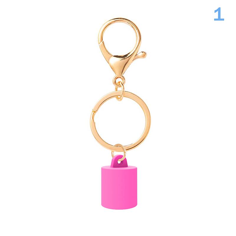 1Pcs Practical Silicone Keychain Cap Accessories Portable Durable Holder Keyring Compatible For Lipgloss Storage And Balm Cap