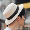 Flat Top Small Edge Straw Hat Men's Summer Vacation Shading Sun Protection Beach Hat Versatile Fashion Small Fresh Trendy Hat Women