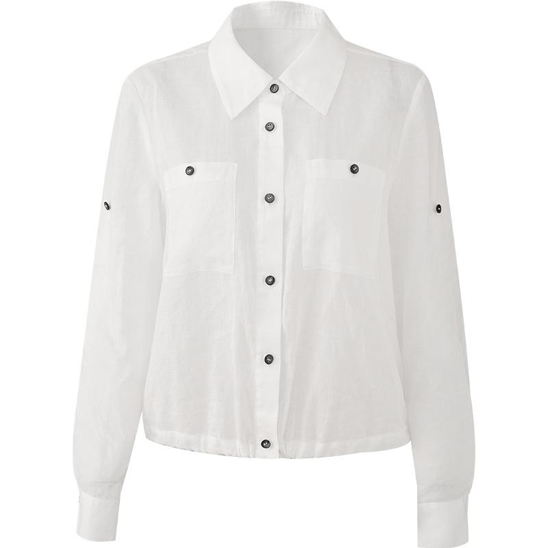 Casual and minimalist ramie lace short jacket for women's outings, paired with loose long sleeved clothes