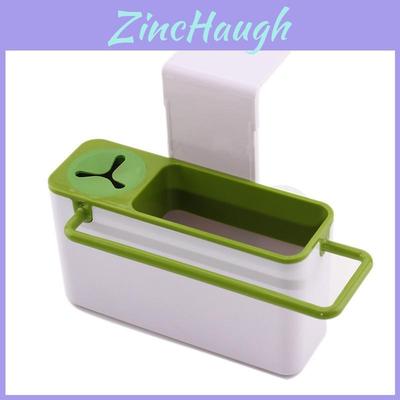 Stylish Green With White Suction Cup Base Kitchen Brush Sponge Holder For Easy Draining