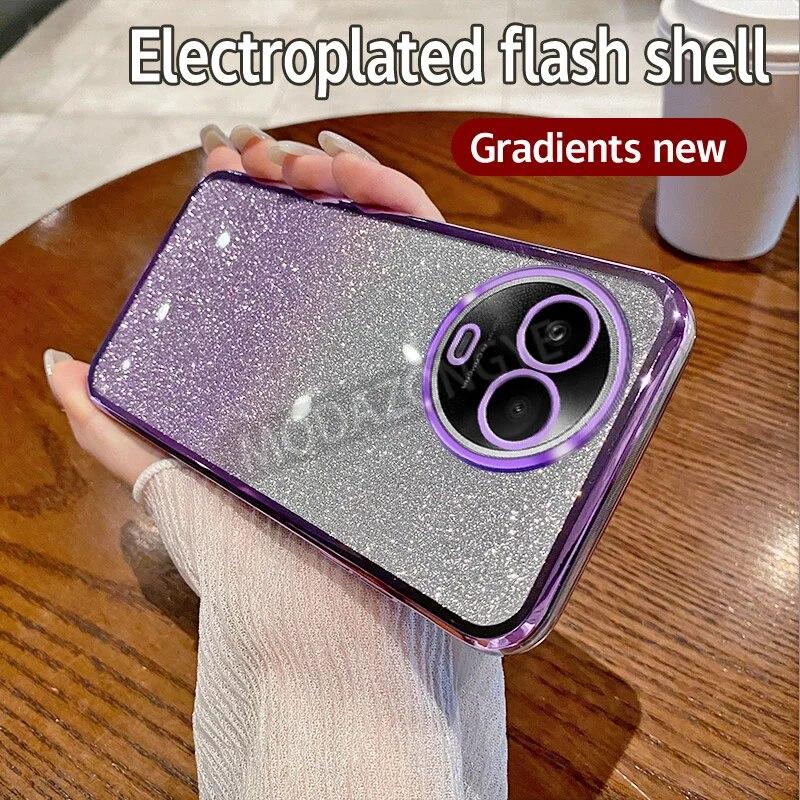 

Для Realme 11 5G чехол с гальваническим покрытием, мягкий блестящий чехол из ТПУ, чехол для телефона Realme 11X 5G для девочек и женщин Realme 11X 5G фиолетовый
