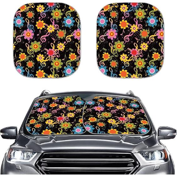 Mushroom Car Windshield Sunshade Daisy Flower Dragonfly Butterfly Mushroom Auto Front Sun Shades Foldable Sunlight Protection Visor Universal Vehicle