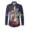 Stylish Long Sleeve Shirt with Saxophone Print, Ideal for Music Lovers