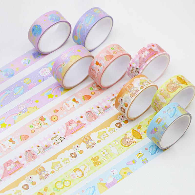 60 Rolls Cartoon Decorative Materials Cute Children's Stationery Handwritten Notebook Tape