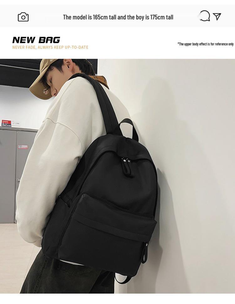 Large Capacity Simple Solid Color Backpack for Junior & High School Girls - New Korean Style, Versatile for College Students