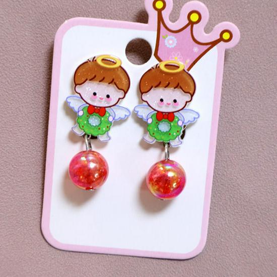 Cartoon Resin Glossy Children's Christmas Flower Ear Clips and Student Earrings
