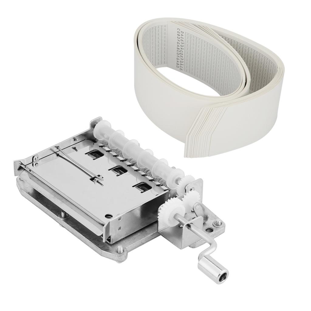 Hand Crank Music Box Movement with Hole Puncher and 20 Papar Tapes,   30 Note, Create Melody by Punching Holes, Compose New Tapes with Paper Strips 