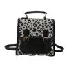 Women Bag College-style Leopard Print Backpack Student Hand-carried Schoolbag Retro Single-shoulder Backpack Coffee Color Simple