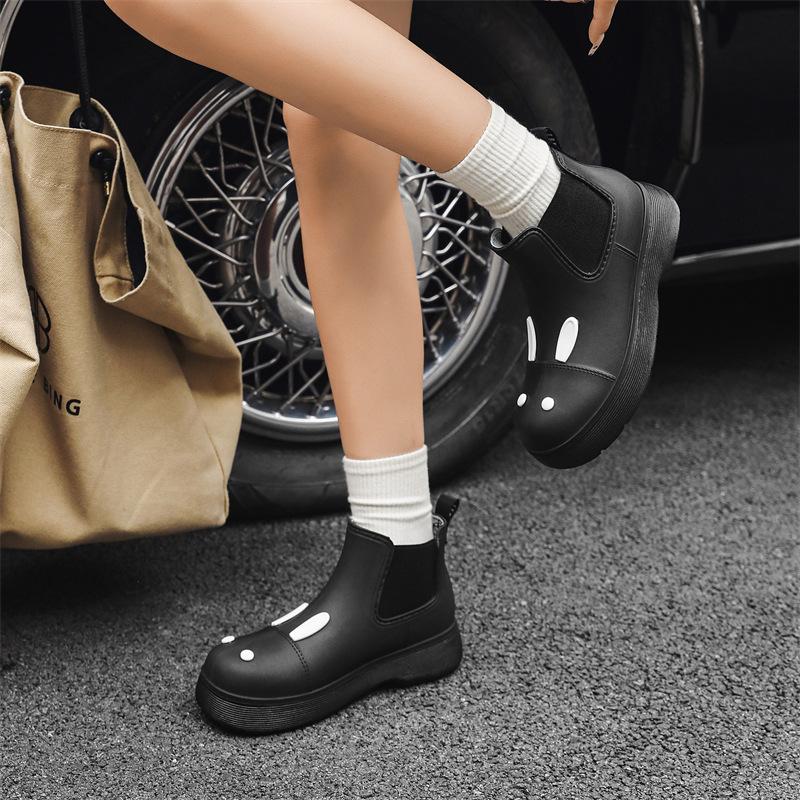 Martin rain boots cute student platform rain shoes adult women's waterproof shoes new water boots short boots non-slip rubber shoes women