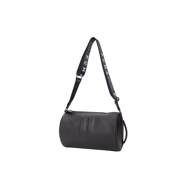 Puma New Casual Logo Print Strap Fabric Cylinder Bag Women bags Black 078169-01 Black