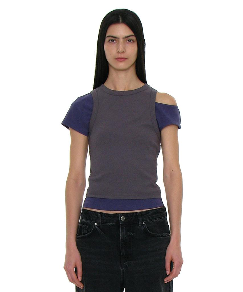 PARTIMENTO WOMEN Pwc (Set) Asymmetrical Double Layered Top_Purple