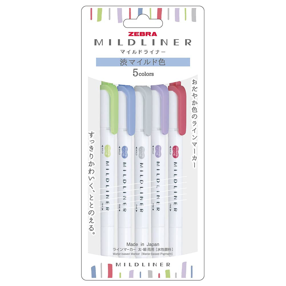 

Хайлайтер Zebra Mildliner, Спокойные мягкие цвета, Натуральный набор из 5 цветов, NC WKT7-5C-NC-N