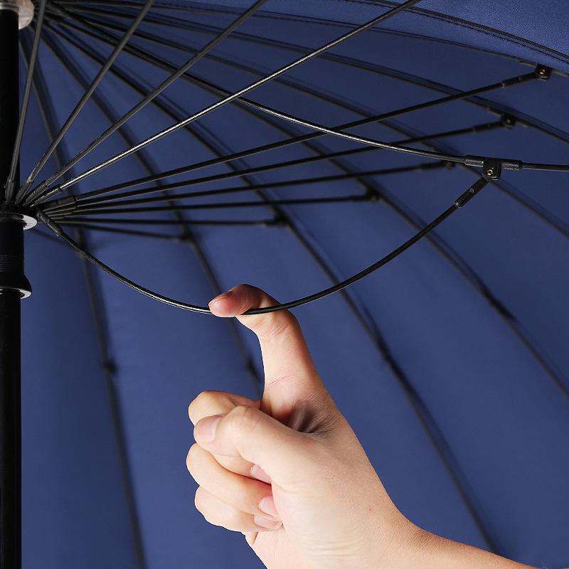 Manual Long-handled Double-layer 24-bone Reinforced Umbrella, Double One-click Open Handle, Men's Umbrella Can Be Added.