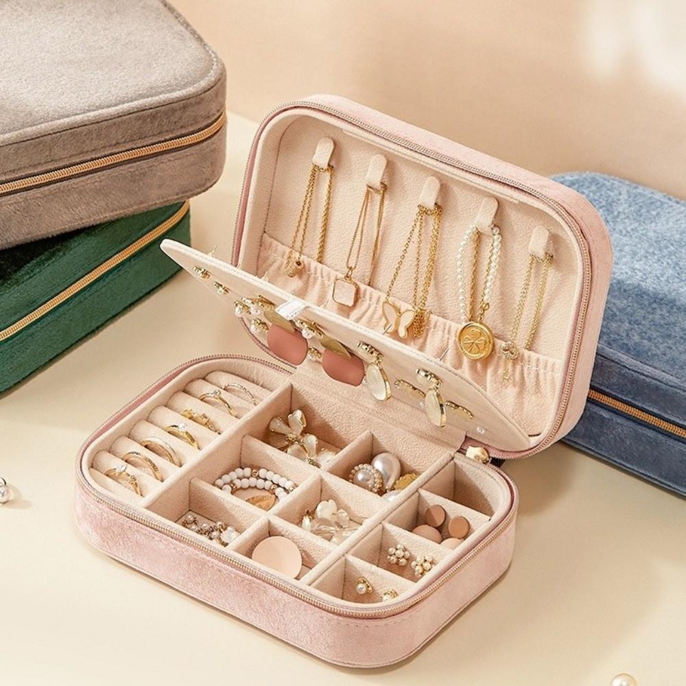 Rectangle Vintage Ring Case 2 Layer Jewelry Case Portable Velvet  Jewelry Box  Valentine
