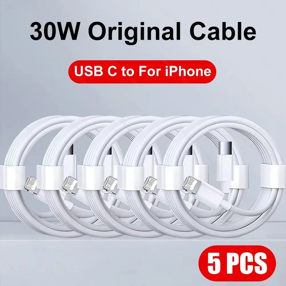 Xiaomi 5-1pcs 30W Fast Charging Cable Foe iPhone 13 12 11 14 Pro Max Mini USB C Cable For X XR XS MAX 7 8 14 Plus 6